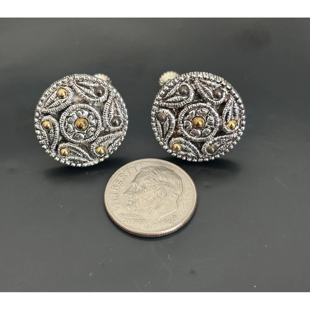 Vintage Napier Earrings Gold Silver Tone Screw On 80s 90s Glam‎ Chic Elegant